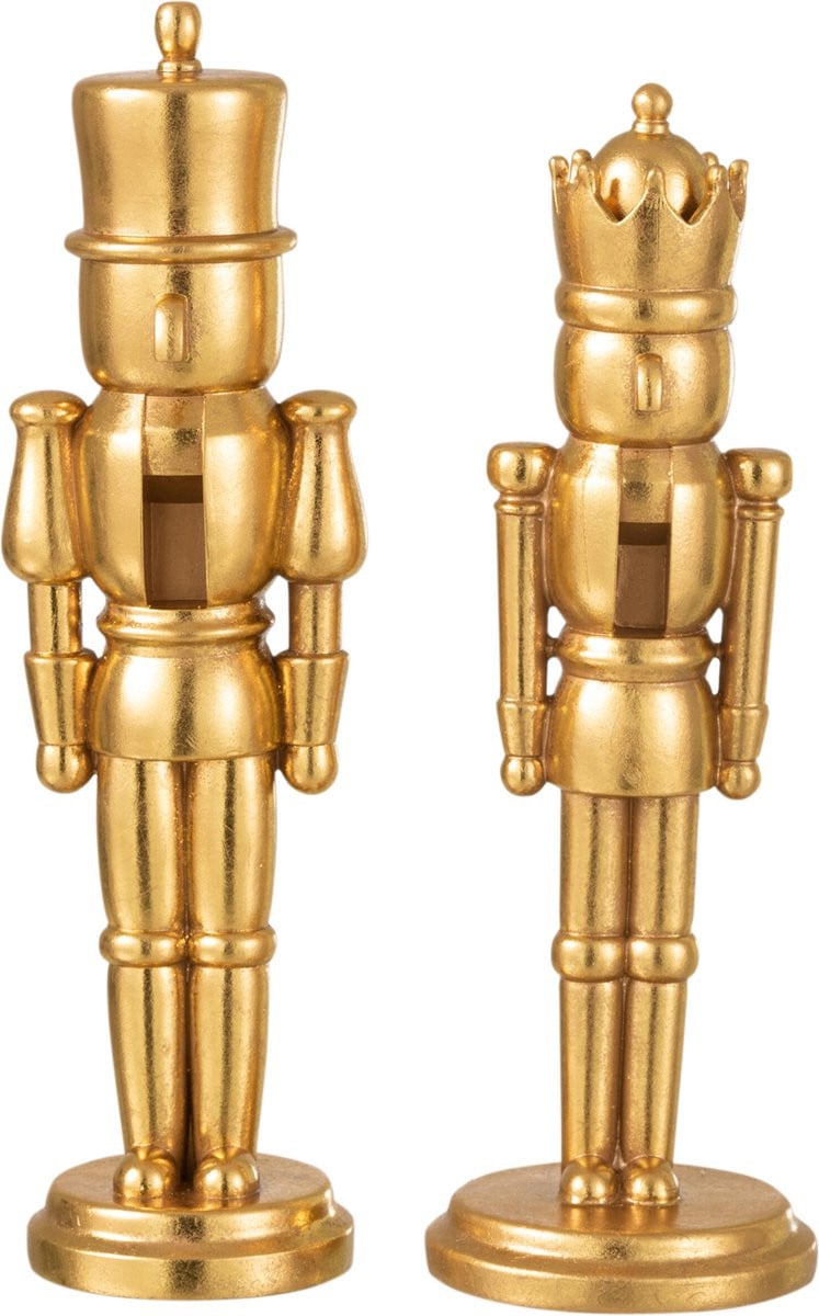 J-Line Notenkraker figuren - Goud - Medium - 2 stuks