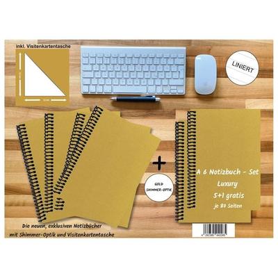 A 6 Notizbuch - Set, 5+1 gratis, Luxury 80 Seiten GOLD GMUND SHIMMER, liniert
