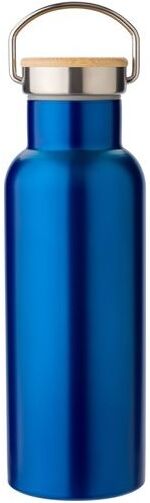 Bouteille personnalisable isotherme en acier inoxydable 500 ml Odette bambou acier inoxydable bleu