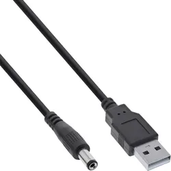 InLine USB DC Stromadapterkabel, USB A Stecker zu DC 5,5x2,50mm, schwarz, 1m