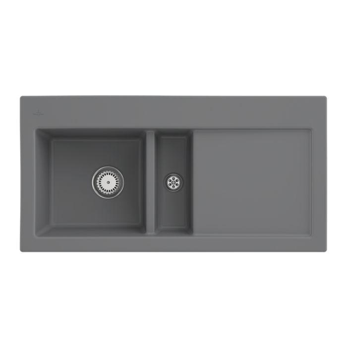 Villeroy und Boch Subway 60 Einbauspüle 677001SL links, mit Ablaufgarnitur, Handbetätigung, 1000 x 510 mm, stone CeramicPlus