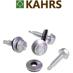 KAHRS Terrassenbohrschraube für Alu-UK 4,8x20 mm, V2A, 6-Kant, 100 Stück/Pack mit 16 mm Dichtscheibe