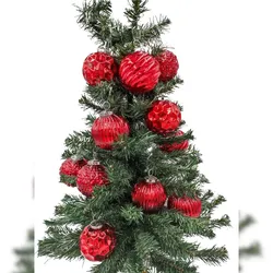 Glas-Weihnachtsbaumkugeln rot 12er-Set 8cm Christbaumschmuck Weihnachtsdeko