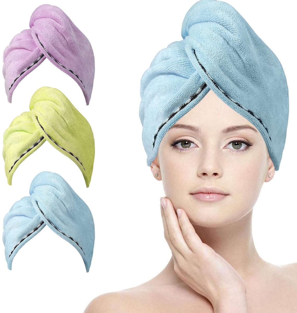 Ibenzoa Sneldrogende Microvezel Haartulband Set met Elastische Haarbanden