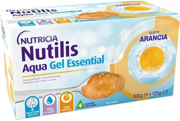 DANONE NUTRICIA SpA SOC.BEN. Nutricia Nutilis Aqua Essential Gel Arancia 4x125g - Alimento per disfagia