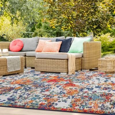 Superior Kalina Abstract Splatter Modern Indoor Outdoor Area Rug