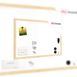 ALLboards Magnetisches Whiteboard mit Naturholzrahmen 60x40cm