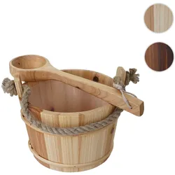 Saunakübel mit Einsatz HWC-B26, Saunazubehör Saunaeimer Saunakelle Aufguss, Kiefernholz 3,5 L ~ hell-braun