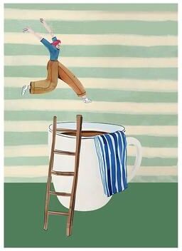 Uplifted Finds Surreal Coffee Diver Canvas Poster   Trendy Kitchen Gallery Wall Art 6 50 X 70 Cm Unframed