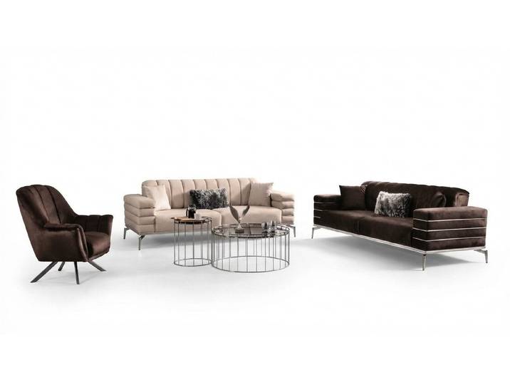 Xlmoebel Polstergarnitur Luxus Sofagarnitur 321 Modern Design Sofa Grau, (Sofagarnitur, 3-tlg., 3-teiliges Sofagarnitur), Made in Europa