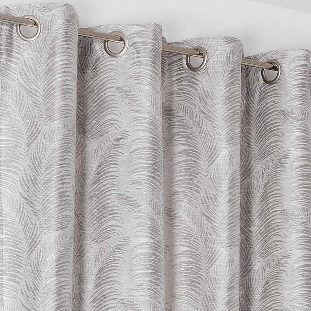 Linder Rideau à oeillets aux motifs palmes polyester gris clair 145x250 cm Gris 0x250x145cm