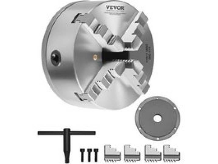 VEVOR 4-Backen-Drehfutter, φ200 mm, selbstzentrierendes Spannfutter mit 38,1-mm-8-Gewindeträgerplatte, 4-200 mm Spannbereich mit T-Schlüsselschrauben, HT300-Material, für Holz-Metall-Drehmaschinen