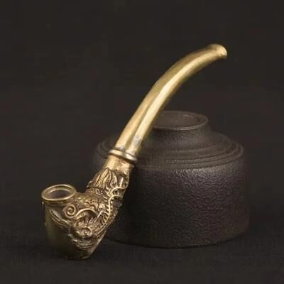 Inspire Curations Bronze Buddha Head Smoking Pipe Vintage Spiritual Smoking Accessory Bronze Buddha Head Smoking Pipe Vintage Spiritual Smoking Accessory