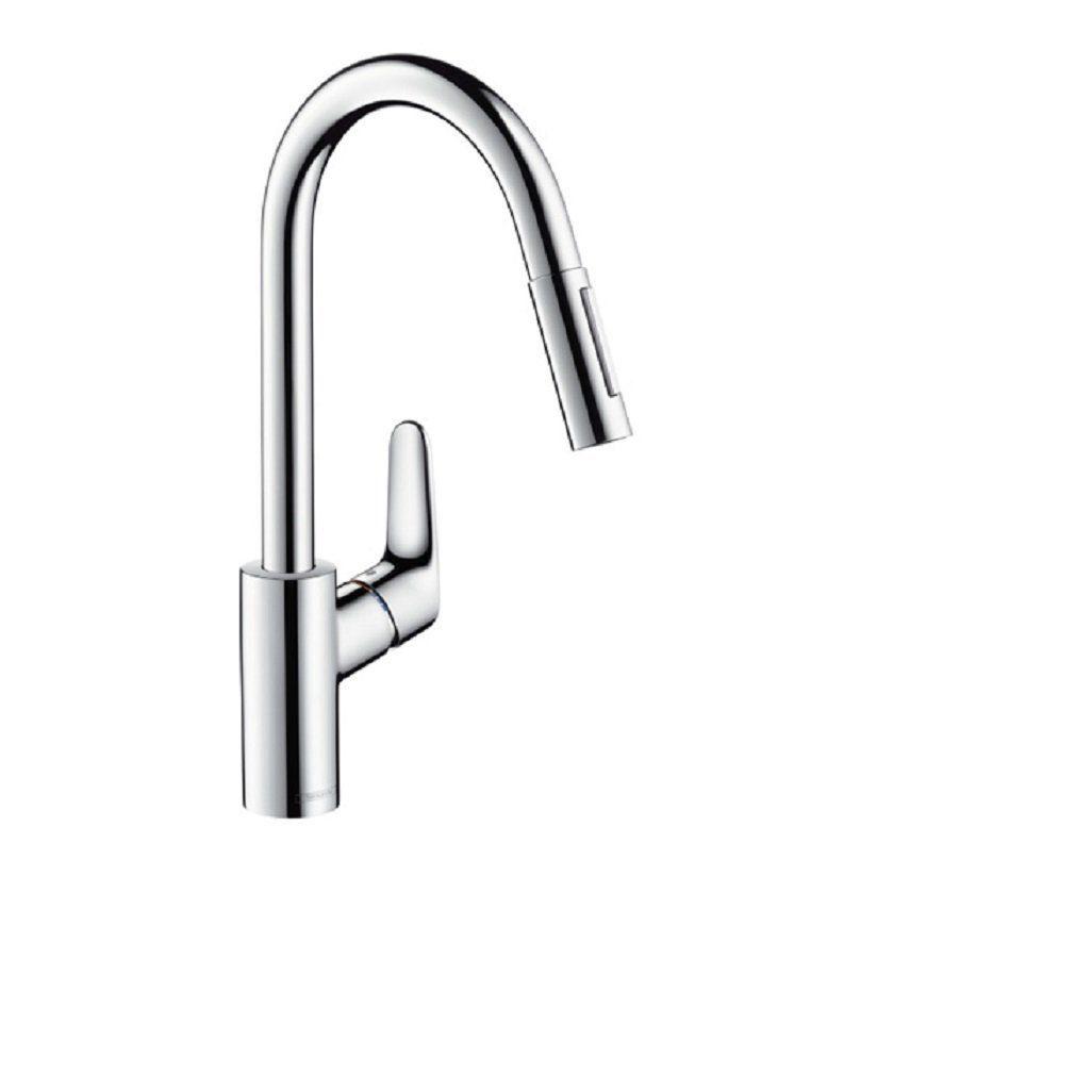 hansgrohe Küchenarmatur Focus Einhebel Küchenarmatur mit ausziehbarem Auslauf, Armatur Küche (Warmwasserarmatur & Kaltwasserarmatur, Kaltwassserhahn