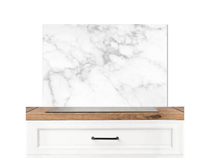 MuchoWow Spritzschutz Küche Marmor - Grau - Weiß - Strukturierter Marmor 90x60 cm, Metall, Rechteckig, 90x0.3x60 cm, rostfrei, Küchenzubehör, Küchenhelfer, Küchenutensilien