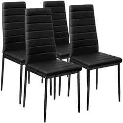tectake Esszimmerstühle Kunstleder - 4er Set schwarz