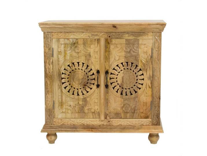 Oriental Galerie Unterschrank Natur Sideboard Kommode Taralea Indien 90 cm Kommode Landhausstil Weiß, Holzkommode massiv, Shabby Chic, Vintage
