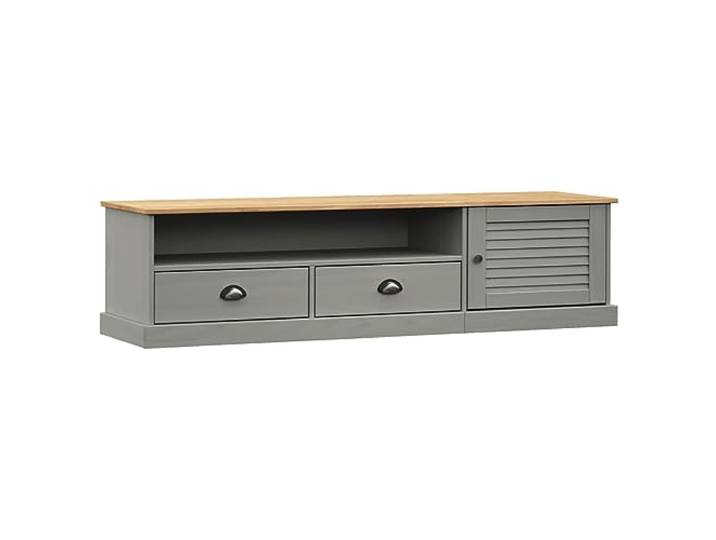 LMTYOENFG TV-Schrank VIGO Grau 156x40x40 cm Massivholz Kiefer Lowboard Rustikales Lowboard aus Kiefernholz mit Schubladen und Jalousietür für Wohnzimmer und Schlafzimmer.