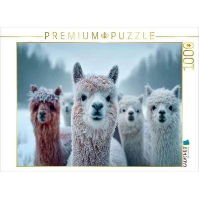 CALVENDO Puzzle Alpakas - Neugierige Winterfreunde | 1000 Teile Lege-Größe 64 × 48 cm Foto-Puzzle für glückliche Stunden, von , Calvendo Puzzle