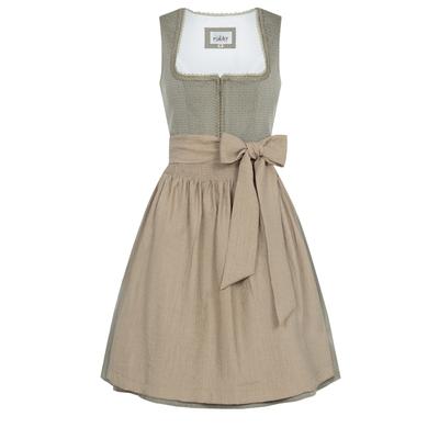 Dirndl NÜBLER "Midi Dirndl Flavienne", Damen, Gr. 34, EURO, beige (creme), Obermaterial: 60% Polyester PES. 40% Viskose CV., Kleider