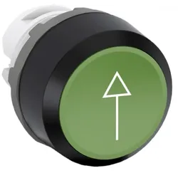 ABB MP1-7202 Drucktaster, grün, bedruckt, flach-tastend, Frontring schwarz Symbol weiss: Pfeil nach oben, nicht beleuchtbar