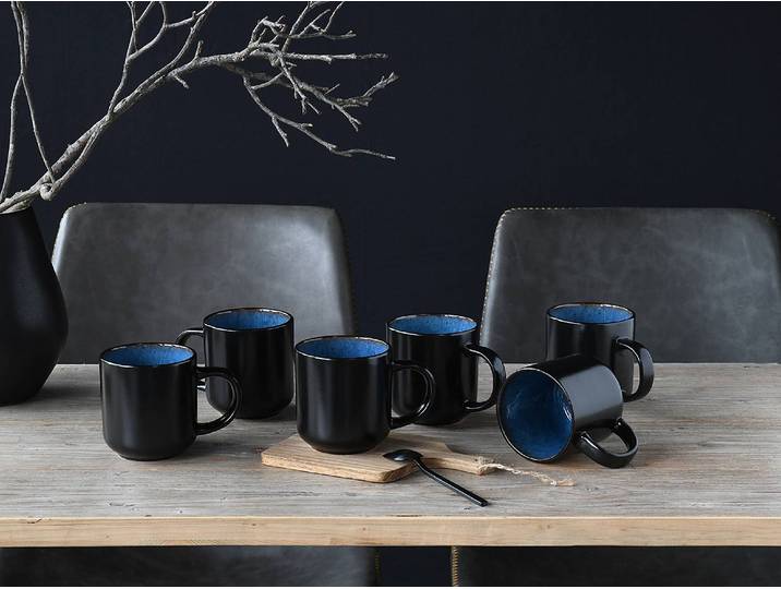 Kaffeebecher 6er-Set 25 x 14 x 33cm Blau/Blau