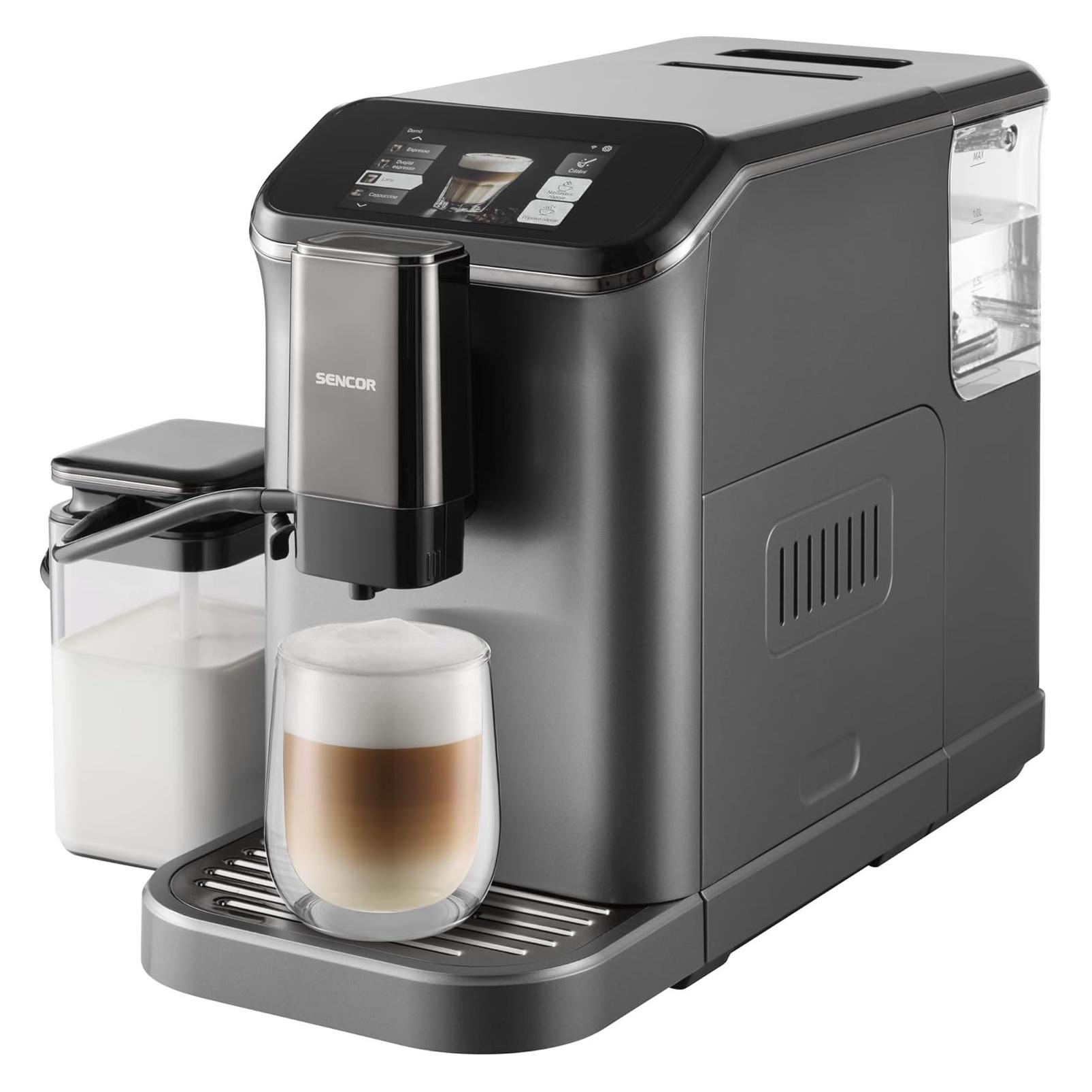 Sencor SES 8500BK grau / Kaffeevollautomat / 1350W / 20 bar / 1,5 l / 200 g Behälter (8590669368037)