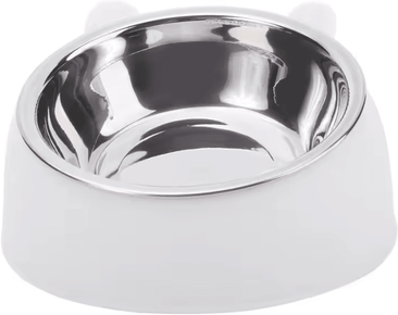 Inspire Curations TiltEase Stainless Steel Elevated Cat Bowl For Cats & Small Dogs white