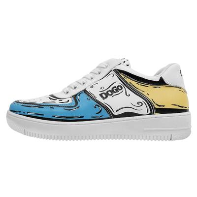 Sneaker DOGO "Dice Low-Top Sneaker Dogo Sketch Damen Sneaker", Damen, Gr. 36, Normalschaft, bunt (weiß), Lederimitat, Schuhe Sneaker, Handgefertigt