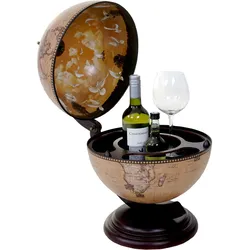 Globus Tischbar MCW-T873, Minibar Tischbar, Weltkugel für 3 Flaschen MVG-zertifiziert
