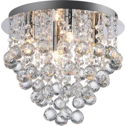 Just Light, Kronleuchter, Deckenlampe Kulunka Kristall Prismen Chrom, dekorativ Lichteffekt 4xG9