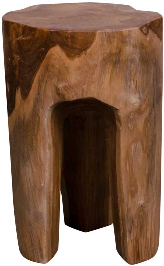 Pharao24.de Rustikaler Hocker aus Teak Massivholz naturbelassen