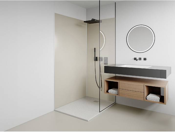 Wandpaneele Dusche 2er-Set inkl. Profile - Aluminium - 90 x 120 x 210 cm - Elfenbeinfarben - ITZIAR