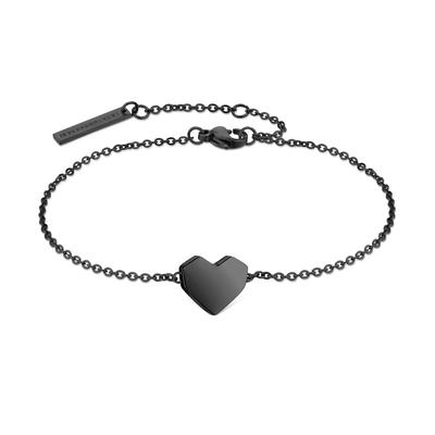 Armband LIEBESKIND BERLIN "Schmuck Edelstahl Armkette Urban Heart Herz", schwarz, Armbänder, Damen, 21cm, Edelstahl, Armband