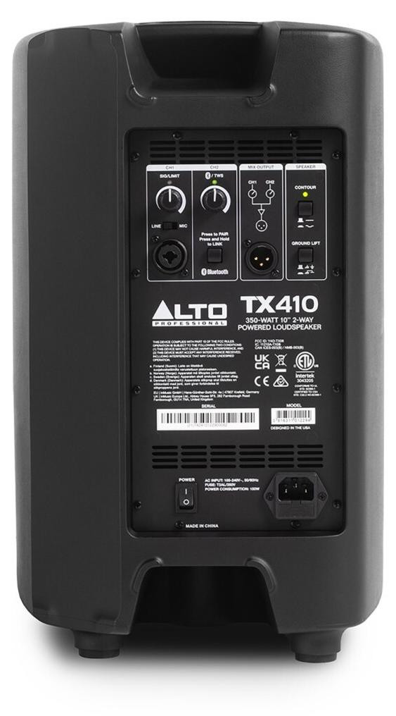 Alto Professional TX410 Actieve 10-inch luidspreker met 350W vermogen, Bluetooth en TWS-functionaliteit