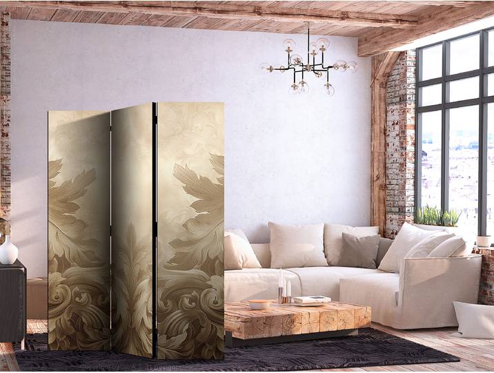 Akustik-Paravent Baroque Ornaments Sepia Andere Beige 135 x 172cm