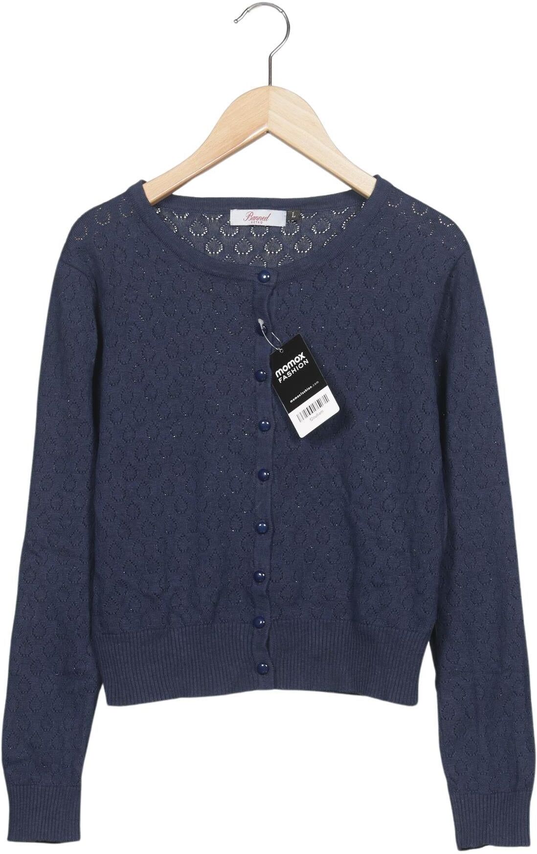 Banned Damen Strickjacke, Marineblau, Gr. L, Baumwolle / Viskose - Second Hand