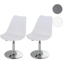 2er-Set Drehstuhl Malmö T501, Stuhl Küchenstuhl, höhenverstellbar, Kunstleder ~ weiß, Chromfuß