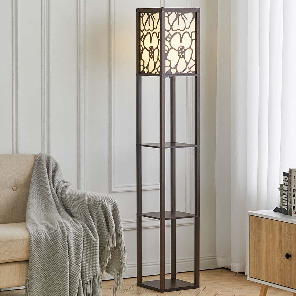 Latitude Run Cullacabardee 160cm Column Floor Lamp Walnut 160cm H X 26cm W X 26cm D