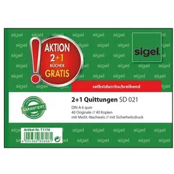 Sigel 2+1 Aktion: Formularbuch »SD 021 - Quittung mit MwSt.« gelb
