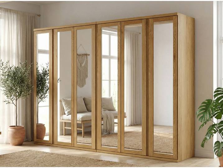 Drehtürenschrank „Sandra“ Eiche 6-türig Massivholz Eiche