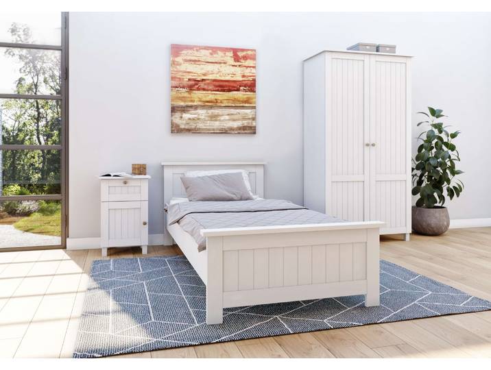 Massivholzbett GOODPRODUCT Juventus, Bett, Massivholzbett, Holzbett, Bettrahmen , weiss (weiß), B:102cm H:77cm L:208cm, Betten, Massivholzbett, Breite 90 cm, aus massiver Kiefer, FSC-zertifiziert