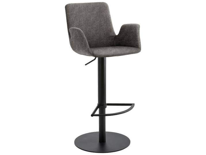 Barhocker, Grau, 53x84-109x50 cm, Metall & Textil, 360° Drehbar, Novel