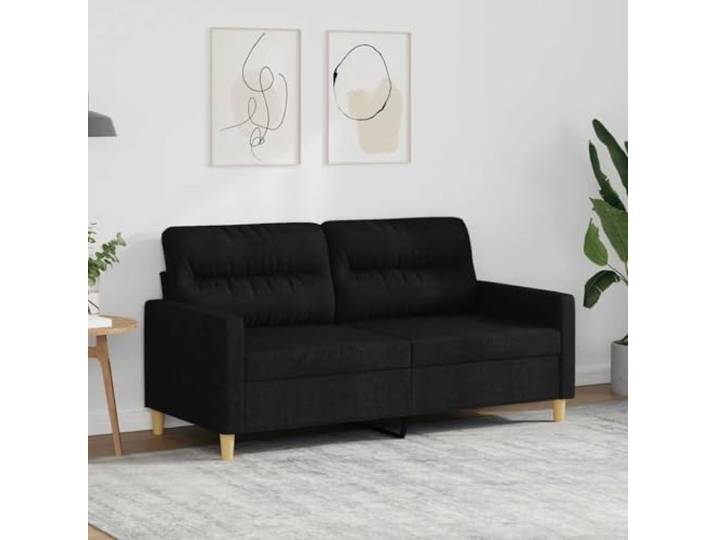 HEFZGDB 2-Sitzer-Sofa Schwarz 140 cm Stoff Bezug Polstermöbel Metallgestell Wohnzimmer Sitzgruppe mit Polsterung und Armlehnen für Entspannung Fernsehen Lesen strapazierfähig