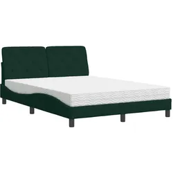 vidaXL Bett mit Matratze Dunkelgrün 120x200 cm Samt