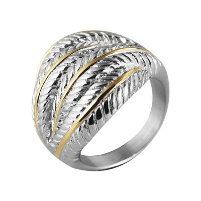 Fingerring AKZENT "Kuna, langlebig" Gr. 54, bunt (bicolor), Fingerringe, Damen, 54, Edelstahl, Fingerring