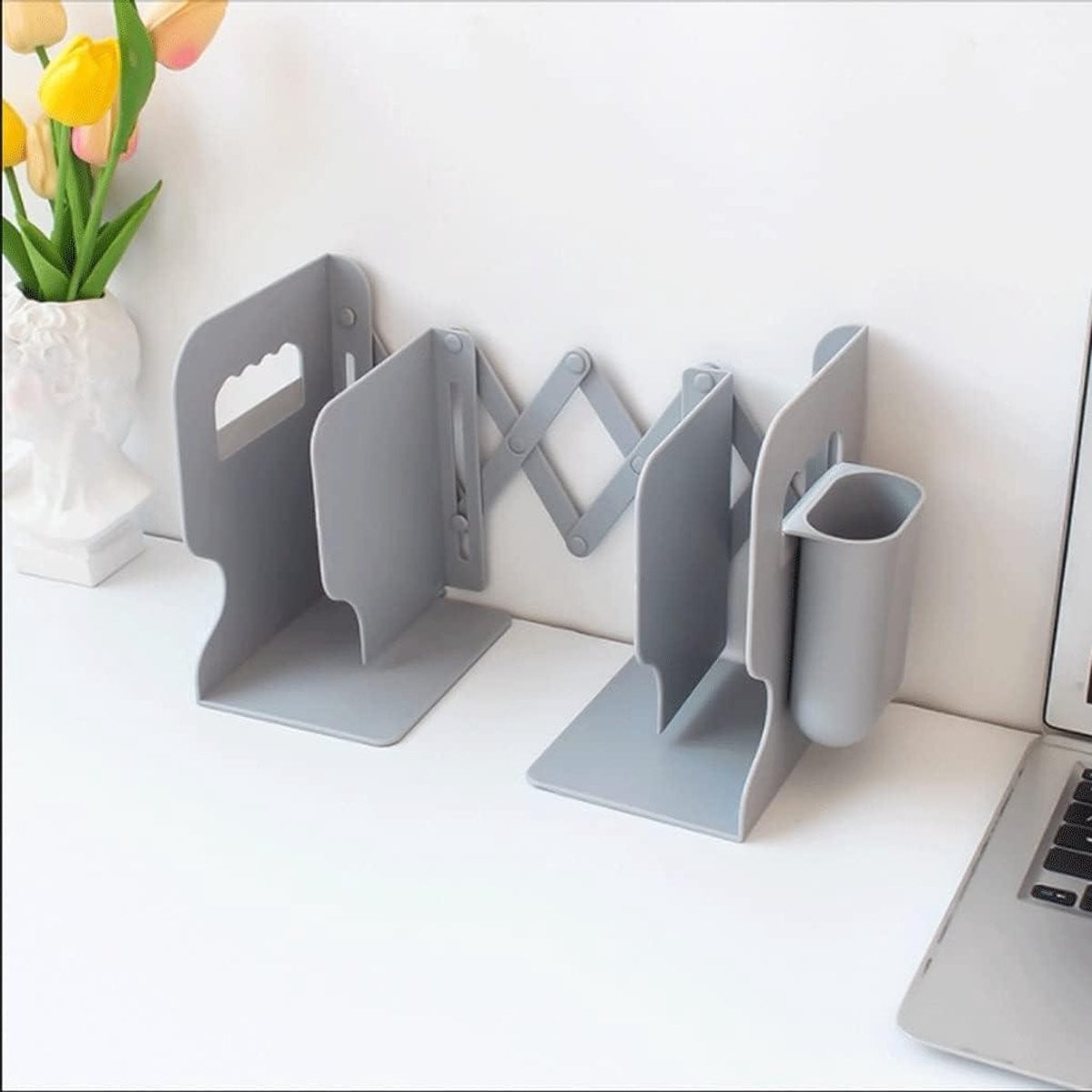 Boekensteunen Set Boek Einde in Grijs - Moderne Kunst Design - Breedte: 49,5 cm