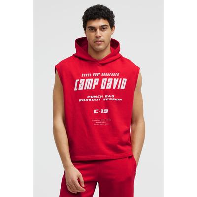Kapuzensweatshirt CAMP DAVID, Herren, Gr. M, rot (energy rot), Web, Material: 100% Baumwolle, bedruckt, regular fit normal, Rundhals, angeschnitten gerader Abschluss, Sweatshirts, aus Baumwolle