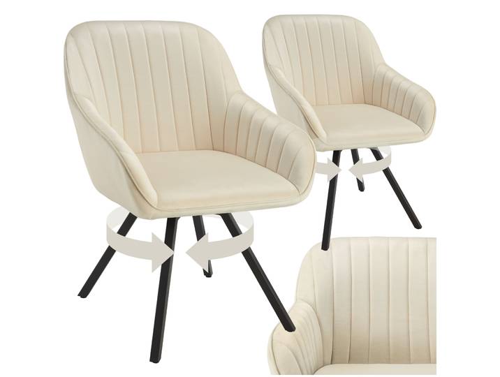 Drehbarer Armlehnstuhl Snug Samtoptik, gepolstert - creme, 2er Set
