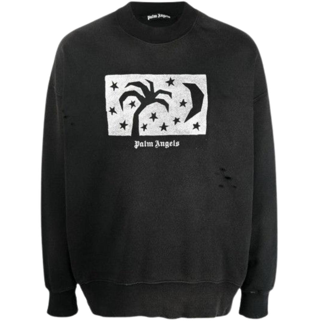 Schwarzes Sweatshirt mit Nightsky-Design von Palm Angels